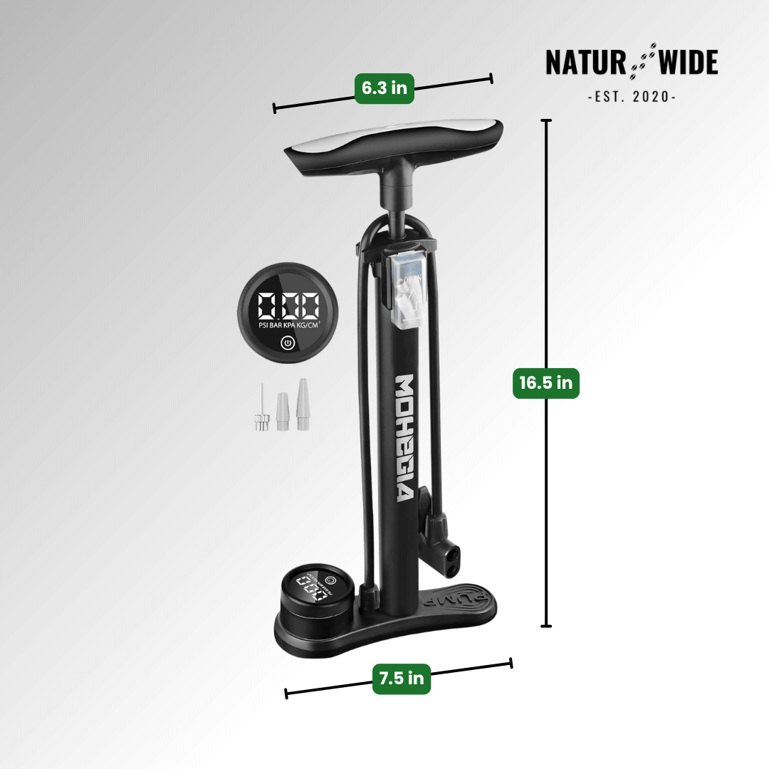 160PSI Portable Bike Pump with Gauge & 3-in-1 Nozzle