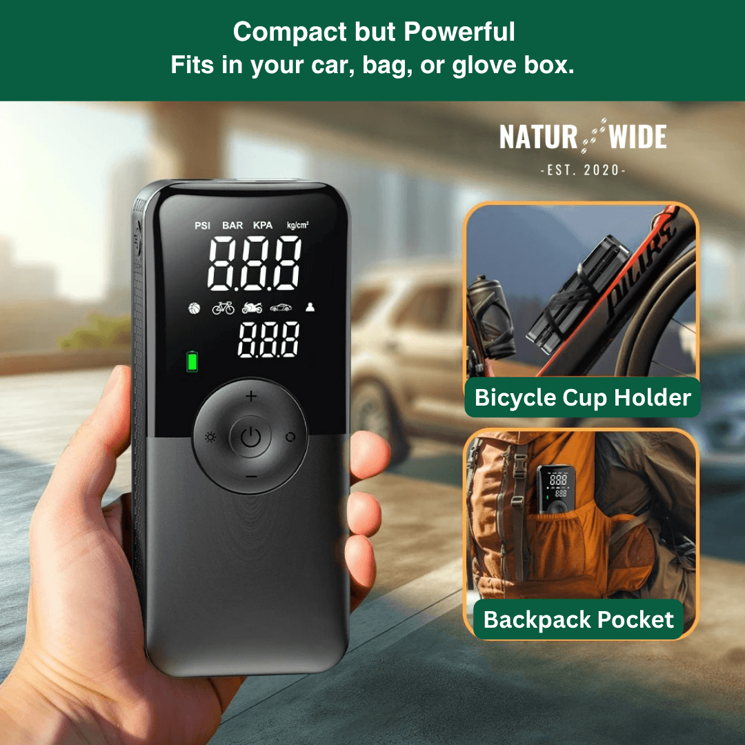 Cordless Tire Inflator – Portable Digital Air Pump & Power Bank