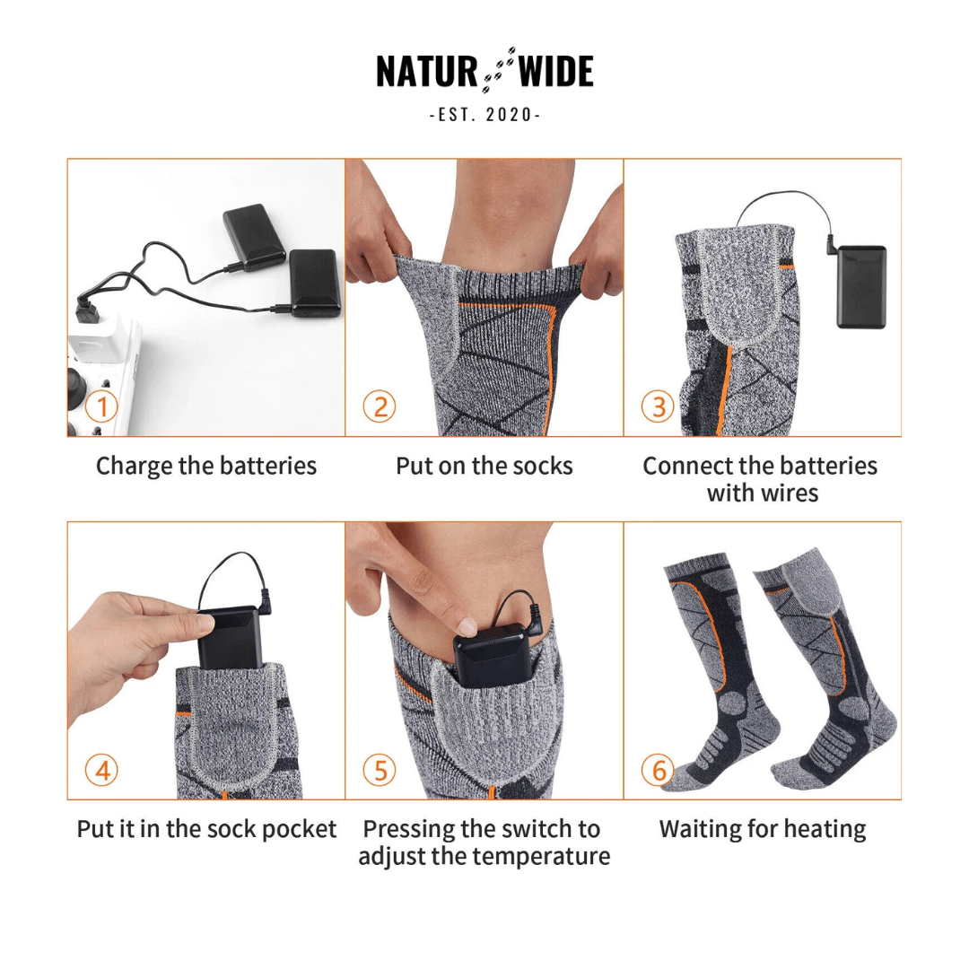 Heated Socks – Rechargeable 6000mAh - Winter Sports & Outdoor Warmth