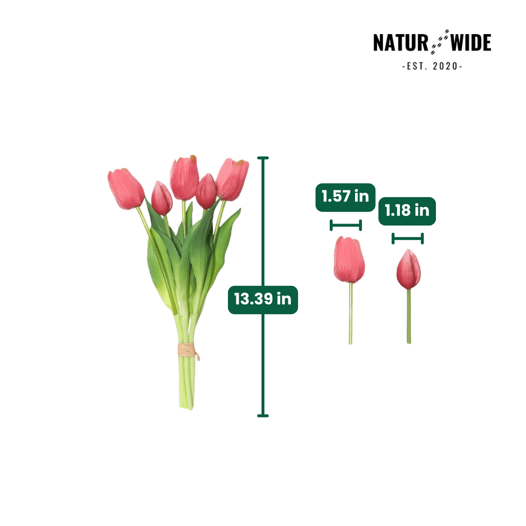 5-Piece Bundle Artificial Tulips – Realistic Faux Flowers