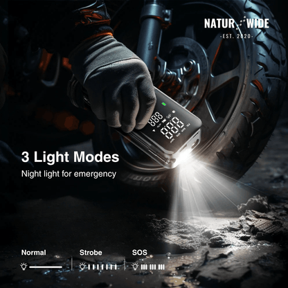 Cordless Tire Inflator – Portable Digital Air Pump & Power Bank