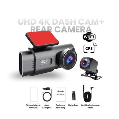 4K Dash Cam with Night Vision, Wi-Fi, GPS & 24H Parking Monitor
