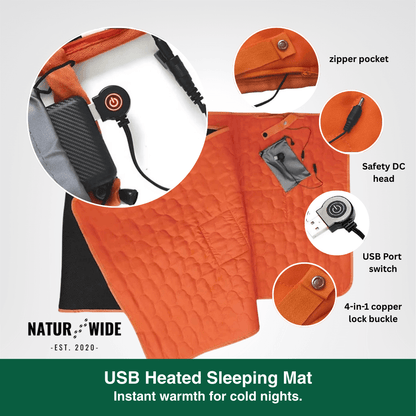 USB Heated Sleeping Mat – 5-Zone Camping Mattress Pad (78" x 24")