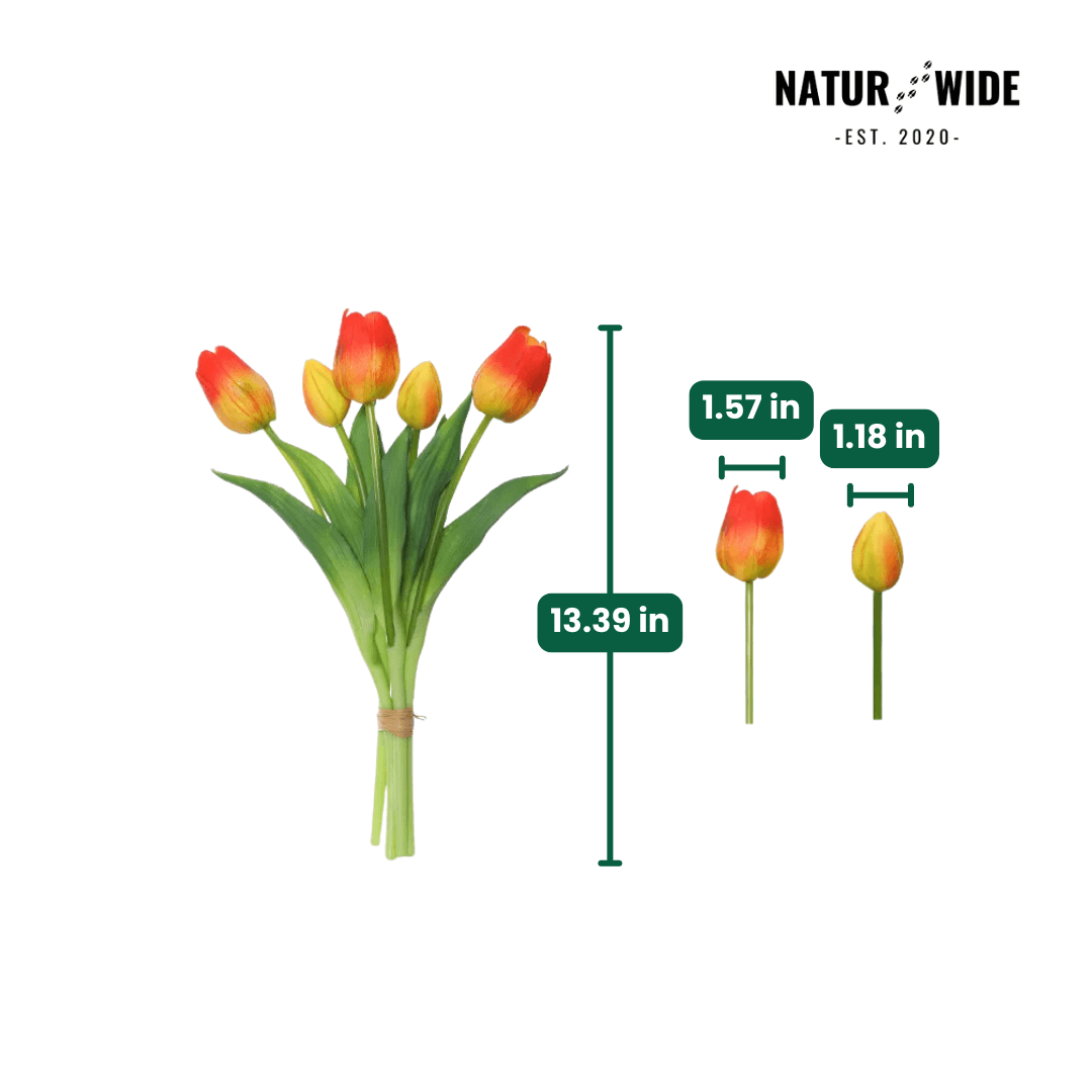 5-Piece Bundle Artificial Tulips – Realistic Faux Flowers