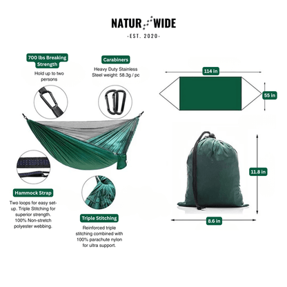 Camping Hammock with Mosquito Net, Rain Fly Tarp & Carry Bag