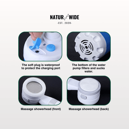 Electric Camping Shower Pump – 5000mAh Rechargeable with Display