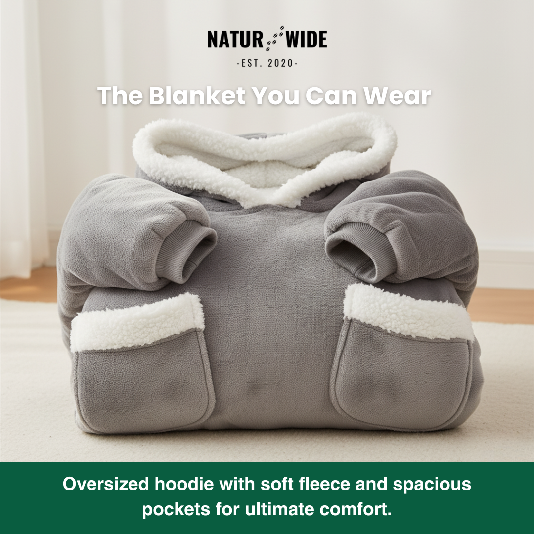 Oversized Flannel Blanket Hoodie –  Wearable Blanket with Sleeves & Hood