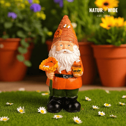 Funny Beekeeper Garden Gnome with Sunflower – Resin Statue