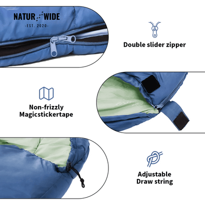 NaturWide Mummy Sleeping Bag – Lightweight & Warm for Outdoor