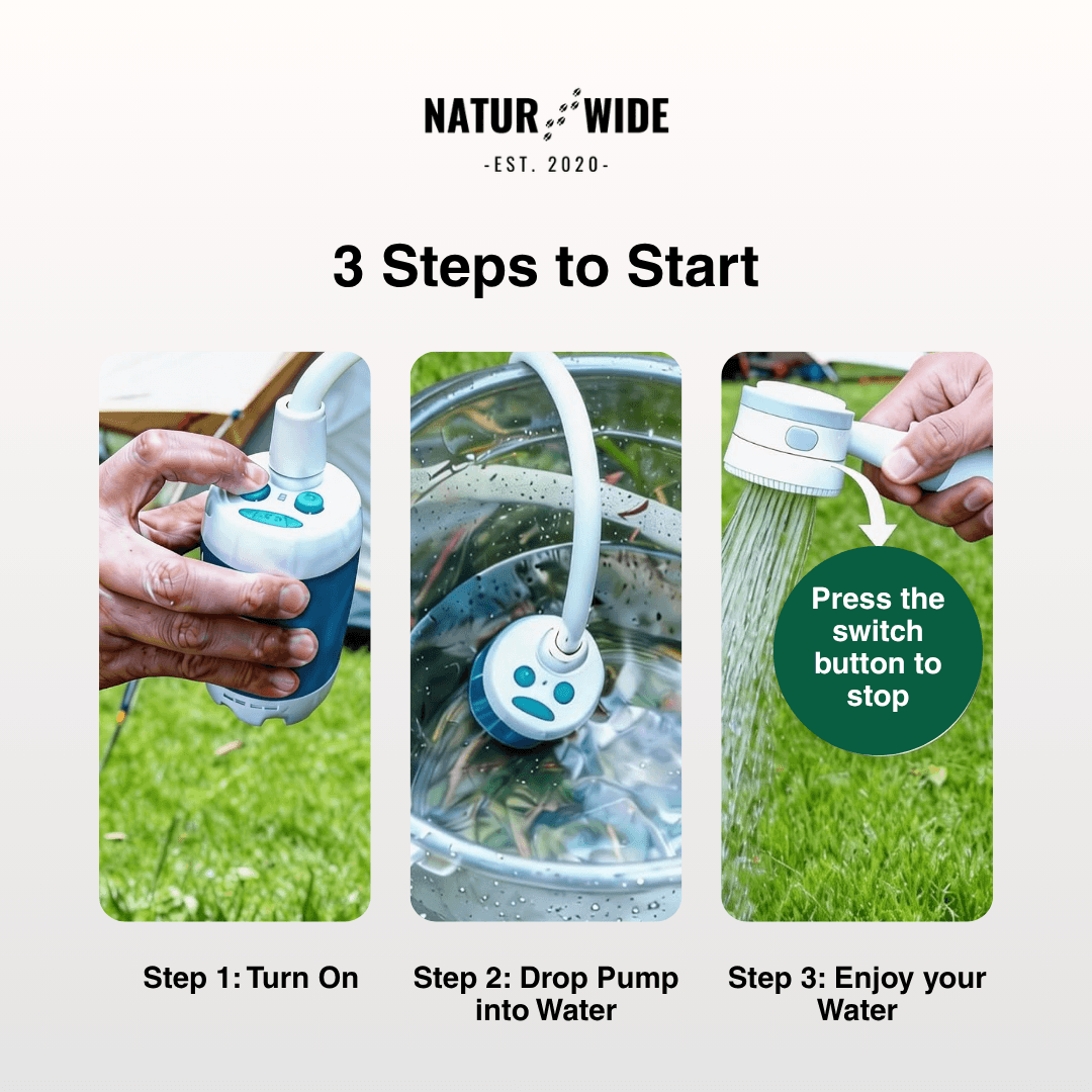 Electric Camping Shower Pump – 5000mAh Rechargeable with Display