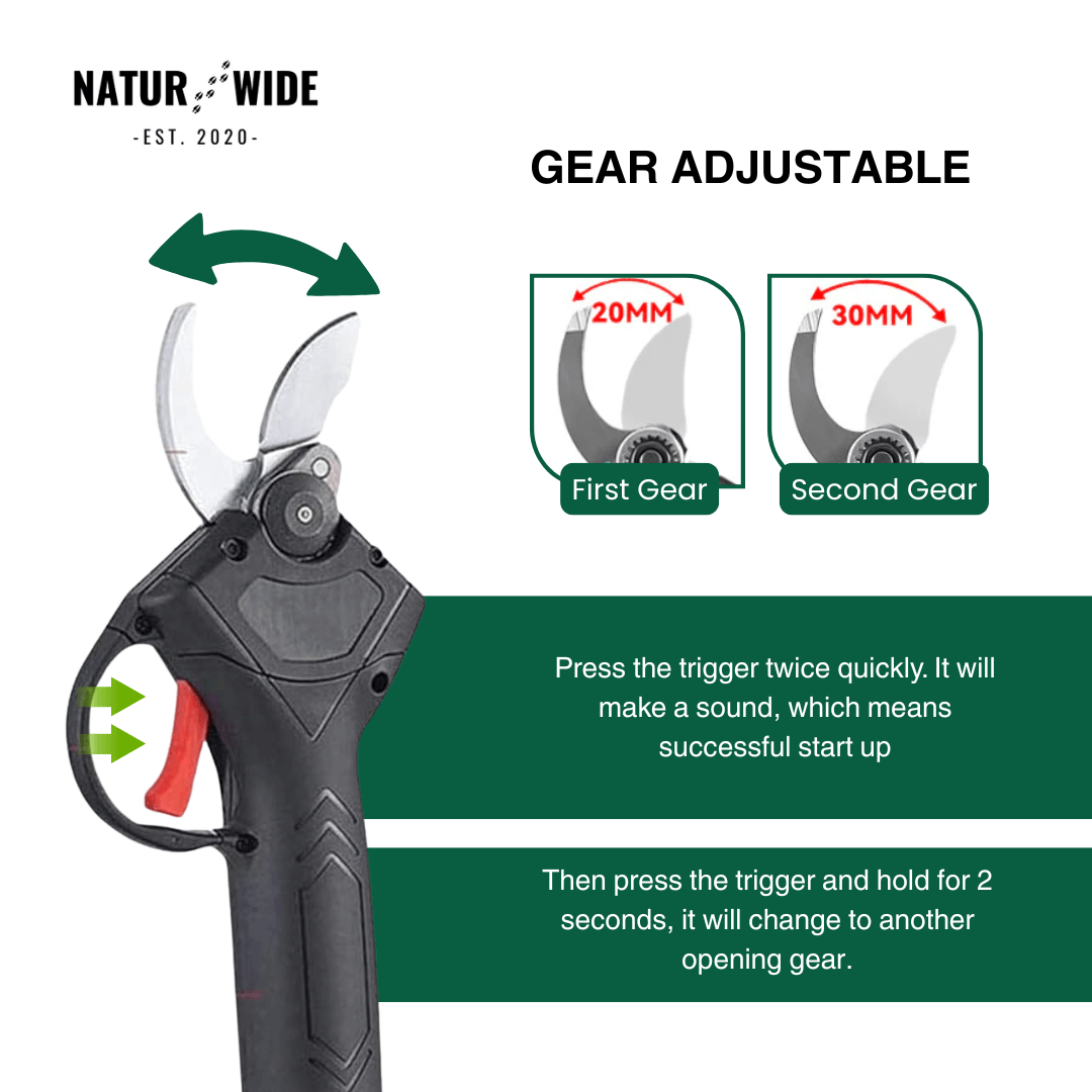 Cordless Electric Pruning Shears – 1.2" Cutting Capacity (2 Batteries)