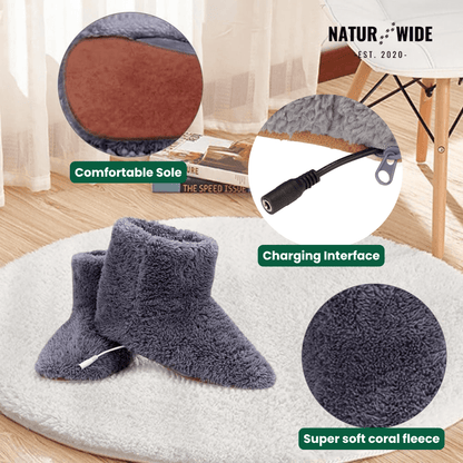USB Heated Slippers – Rechargeable, Washable & Super Soft Foot Warmers