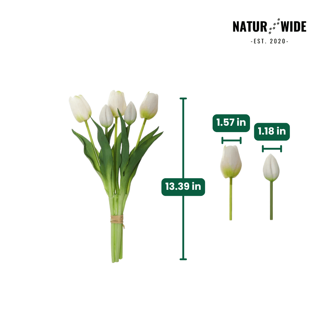 5-Piece Bundle Artificial Tulips – Realistic Faux Flowers