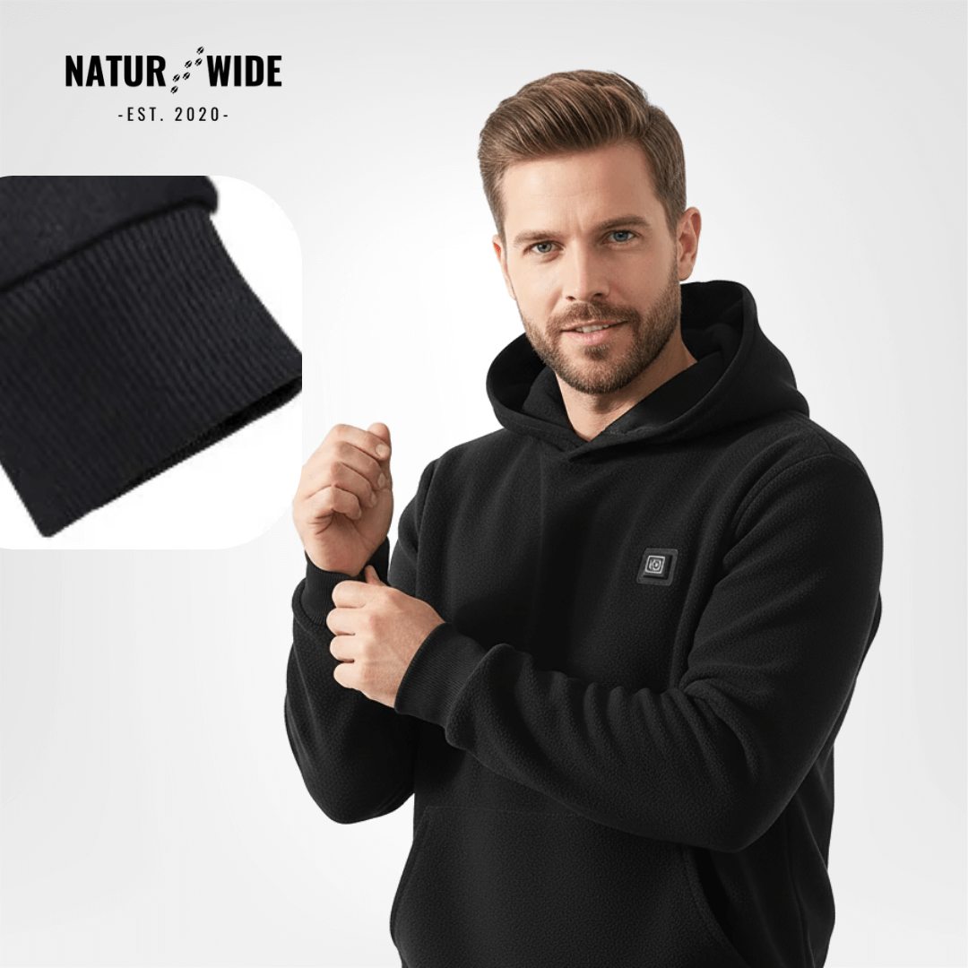 USB Heated Hoodie – Unisex Cotton Zip-Up with Thick Wool Lining