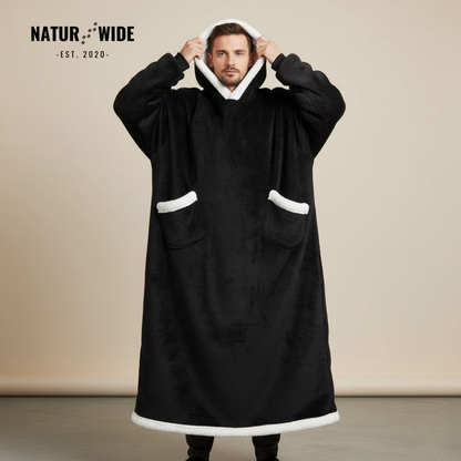 Oversized Flannel Blanket Hoodie –  Wearable Blanket with Sleeves & Hood