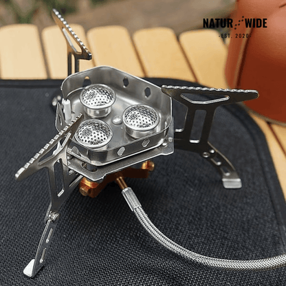 3-Head 5800W Folding Gas Camping Stove – Portable Backpacking Burner