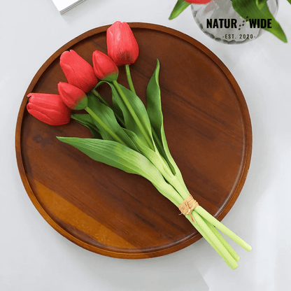5-Piece Bundle Artificial Tulips – Realistic Faux Flowers