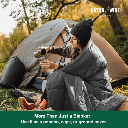 Ultralight Waterproof Camping Blanket Poncho – Wearable Quilt