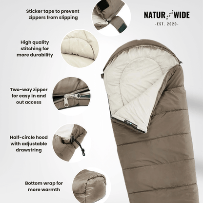 NaturWide Mummy Sleeping Bag – Lightweight & Warm for Outdoor