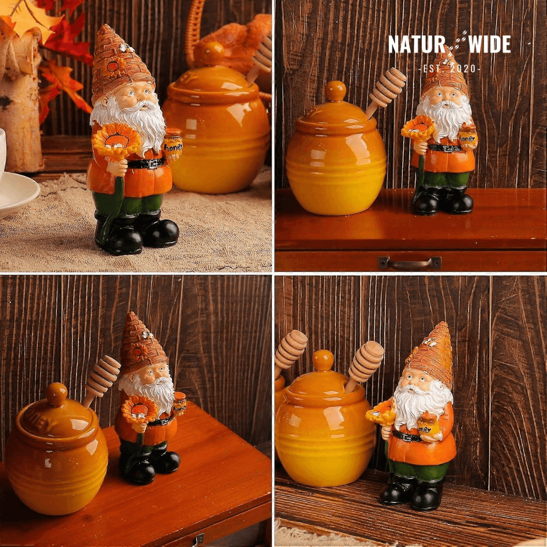 Funny Beekeeper Garden Gnome with Sunflower – Resin Statue