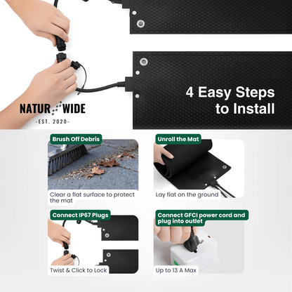 Heated Snow Melting Mat - Non-Slip Stair &amp; Walkway Heater