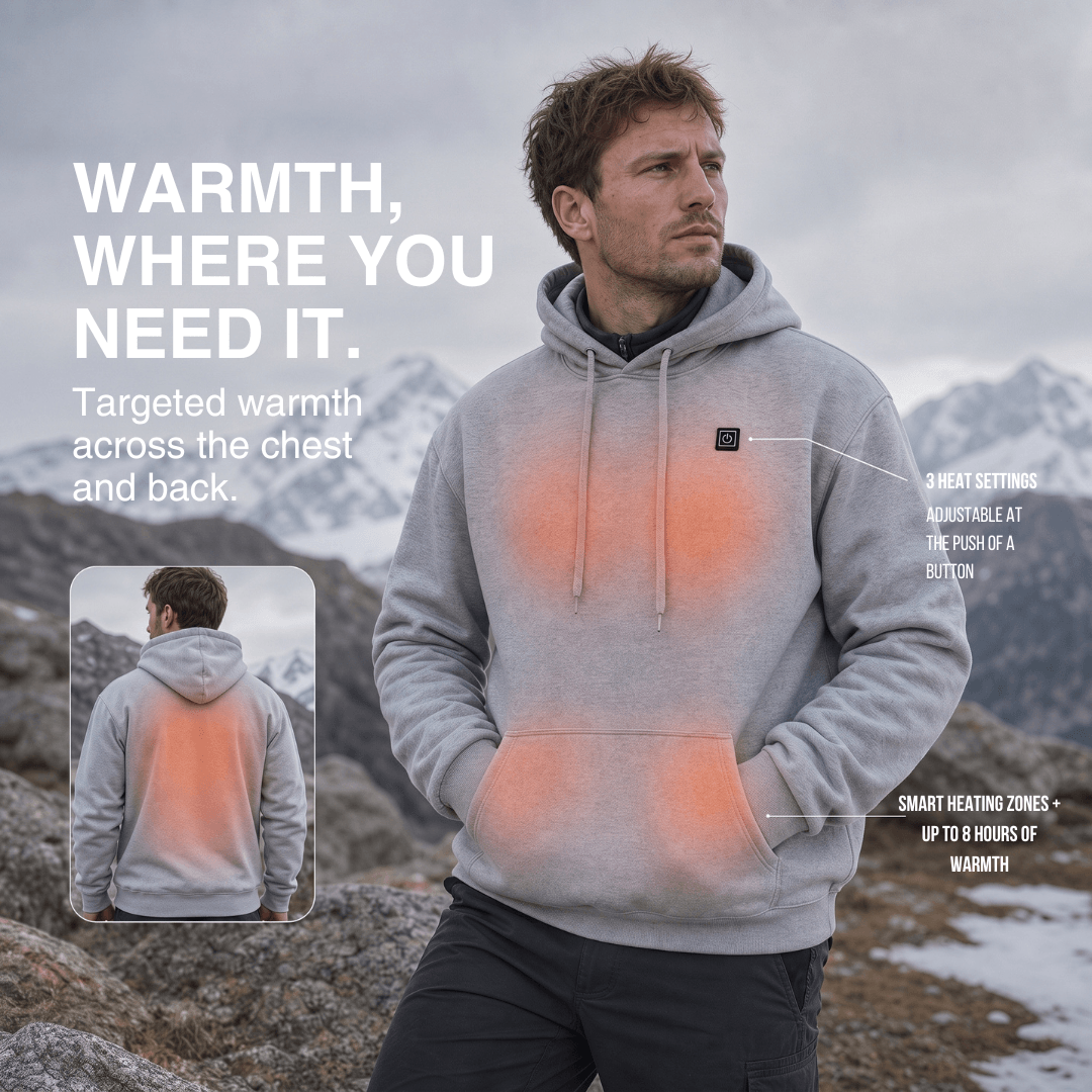 USB Heated Hoodie – Unisex Zip-Up with Thick Wool Lining