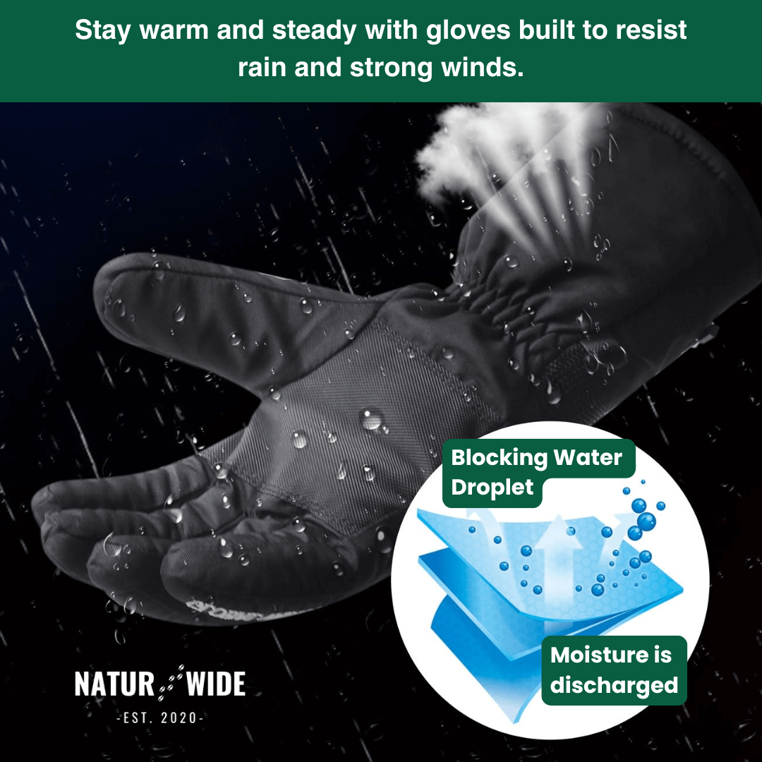Heated Gloves – 3 Heat Levels, Waterproof & Windproof