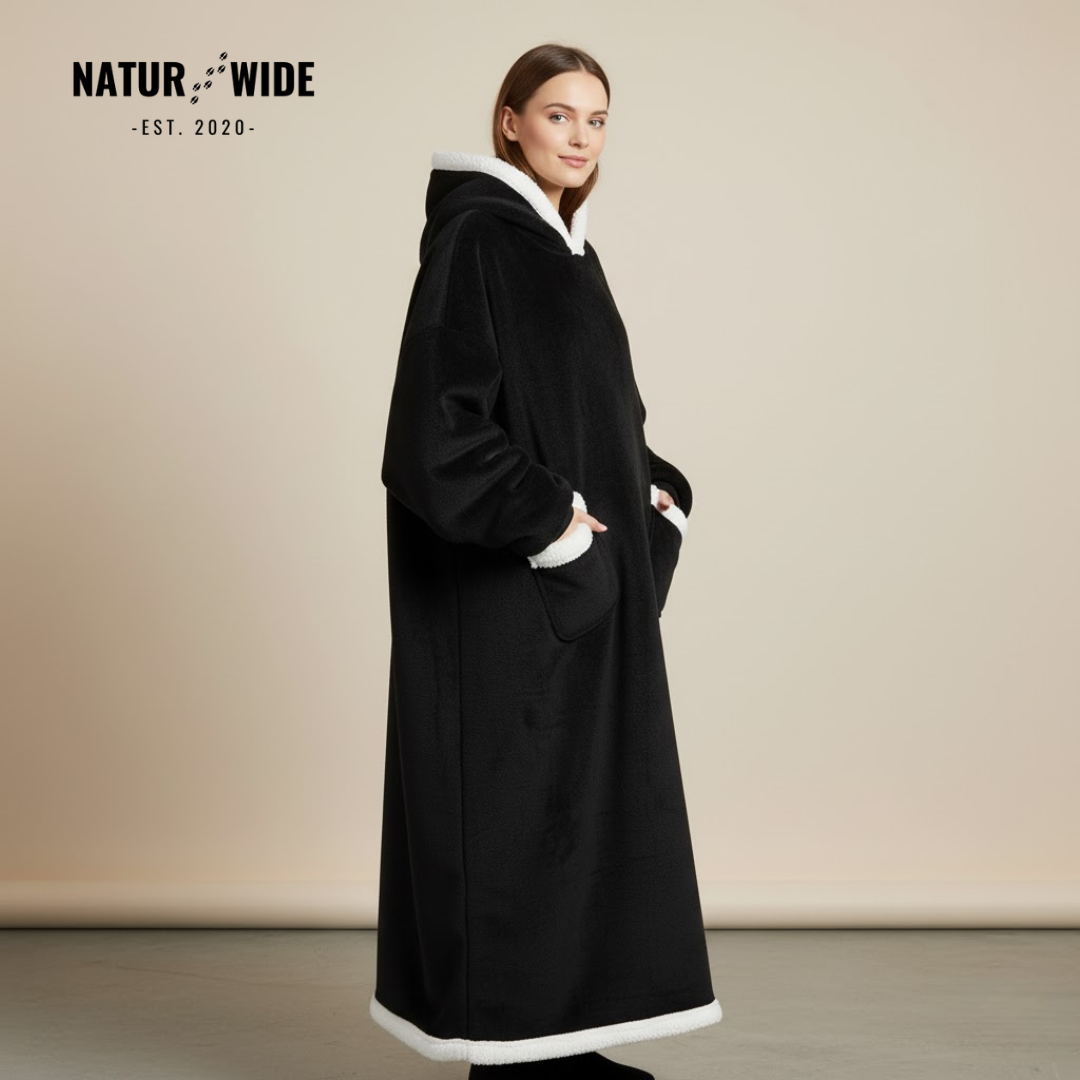 Oversized Flannel Blanket Hoodie –  Wearable Blanket with Sleeves & Hood