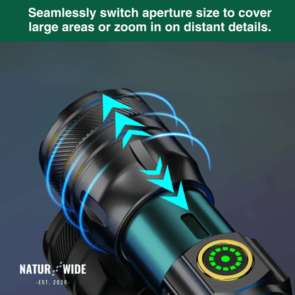 Aluminum LED Flashlight – Rechargeable, Waterproof & Power Display