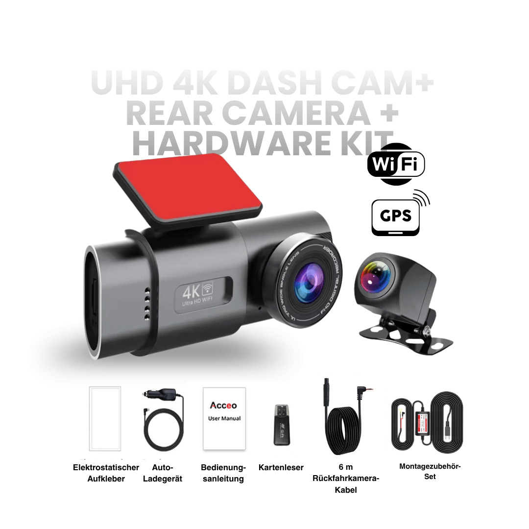 4K Dash Cam with Night Vision, Wi-Fi, GPS & 24H Parking Monitor