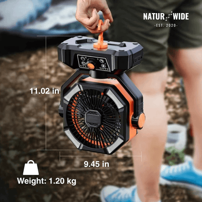 20000mAh Camping Fan with LED Lantern – 8-Speed Rechargeable Fan