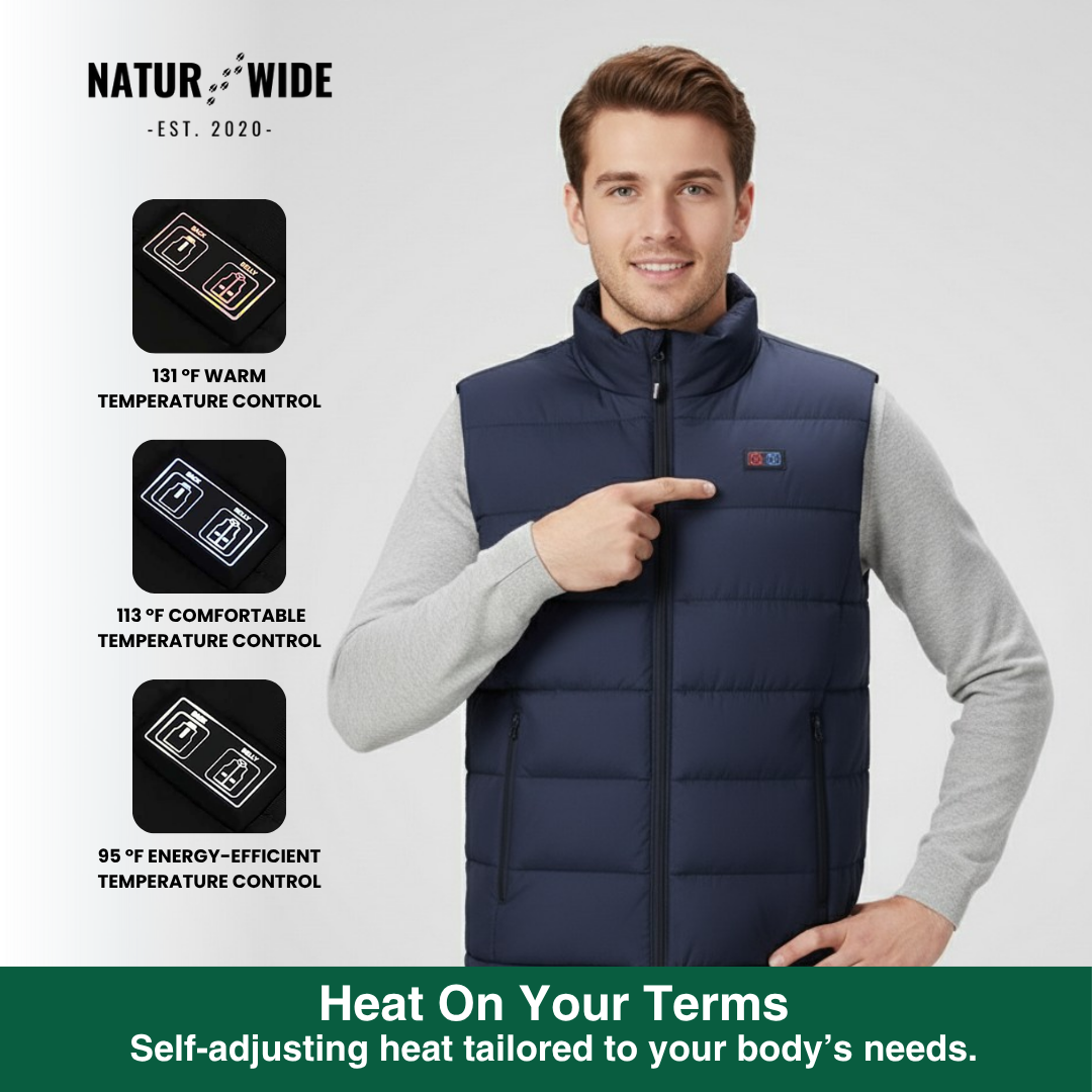 Heated Vest – 9 Heating Zones, USB Rechargeable & Waterproof