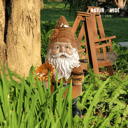Funny Beekeeper Garden Gnome with Sunflower – Resin Statue