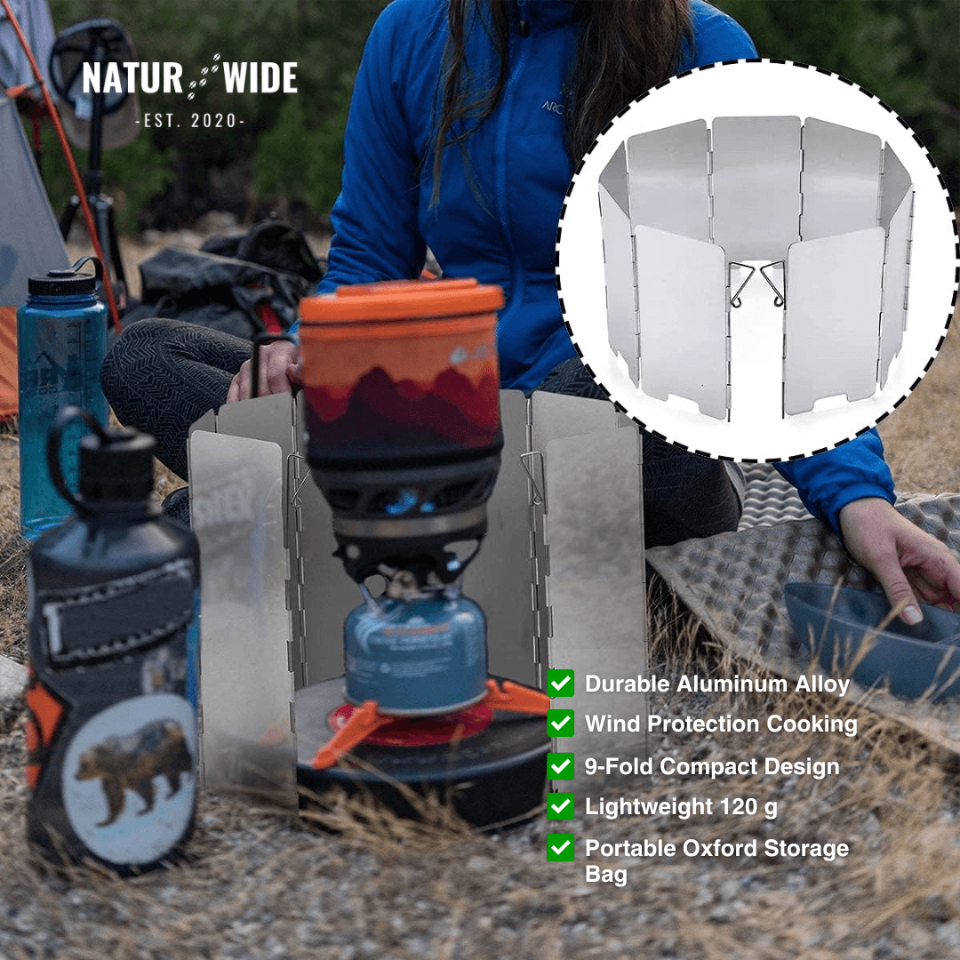 Ultralight 9-Plate Foldable Camping Stove Windshield
