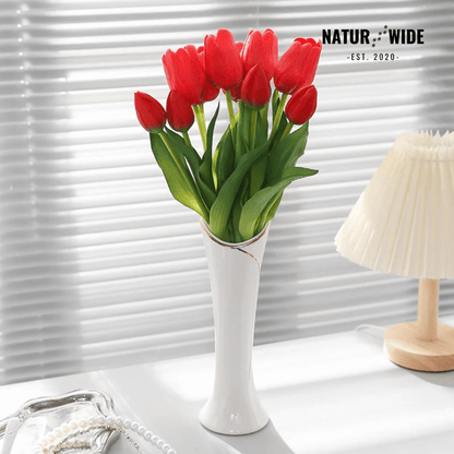 5-Piece Bundle Artificial Tulips – Realistic Faux Flowers