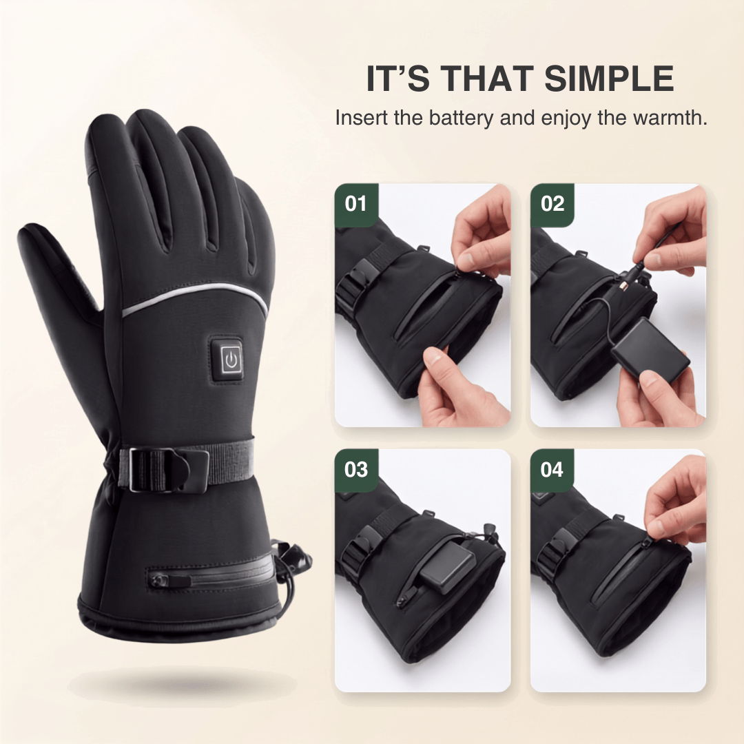 Heated Gloves – 3 Heat Levels, Waterproof &amp; Windproof