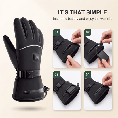 Heated Gloves – 3 Heat Levels, Waterproof &amp; Windproof