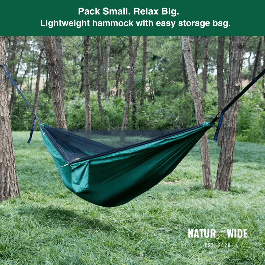 Camping Hammock with Mosquito Net, Rain Fly Tarp & Carry Bag