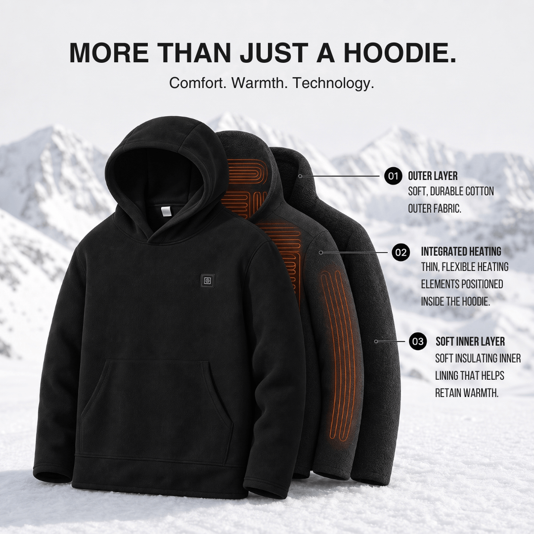 USB Heated Hoodie – Unisex Zip-Up with Thick Wool Lining