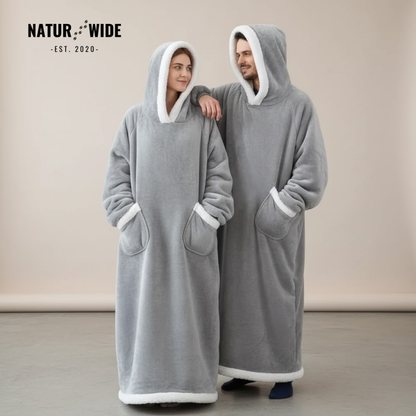 Oversized Flannel Blanket Hoodie –  Wearable Blanket with Sleeves & Hood