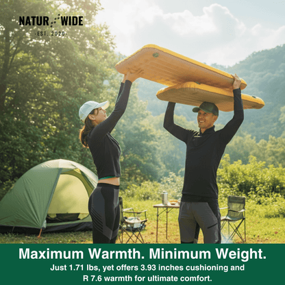 NaturWide 7.6R Camping Sleeping Pad – Ultralight, Self-Inflating & Double-Reinforced