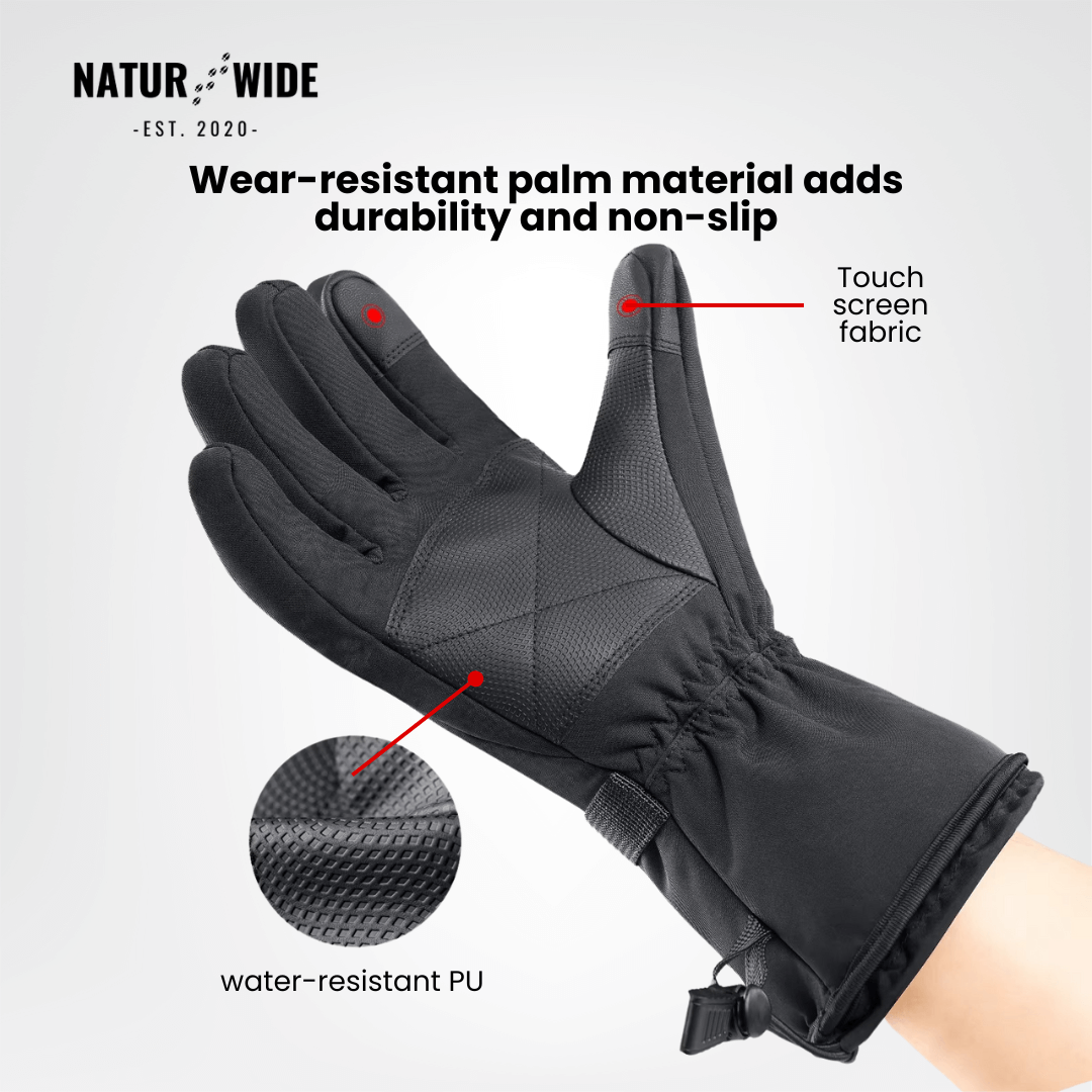 Heated Gloves – 3 Heat Levels, Waterproof & Windproof