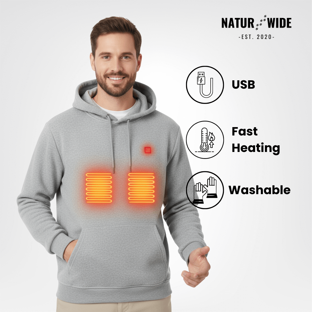 USB Heated Hoodie – Unisex Cotton Zip-Up with Thick Wool Lining