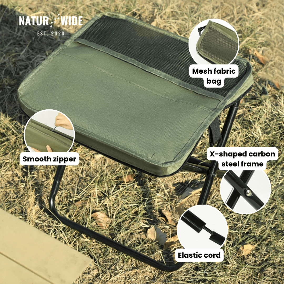 Foldable Camping Stool – Lightweight, Portable & Durable with Carry Bag for Travel