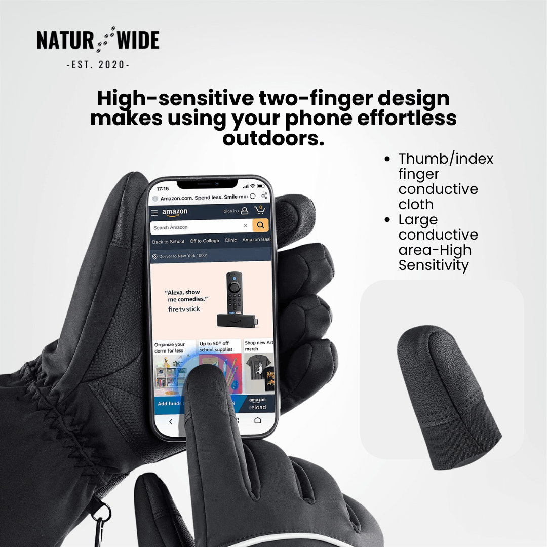 Heated Gloves – 3 Heat Levels, Waterproof & Windproof