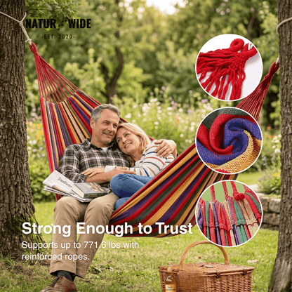 Striped Canvas Hammock – Single & Double Outdoor Sleeping Swing