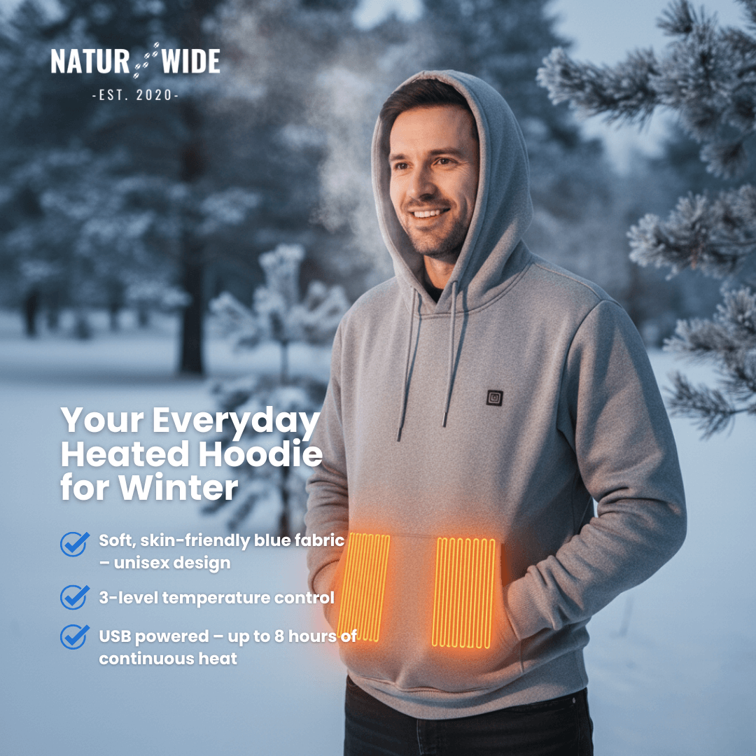 USB Heated Hoodie – Unisex Cotton Zip-Up with Thick Wool Lining