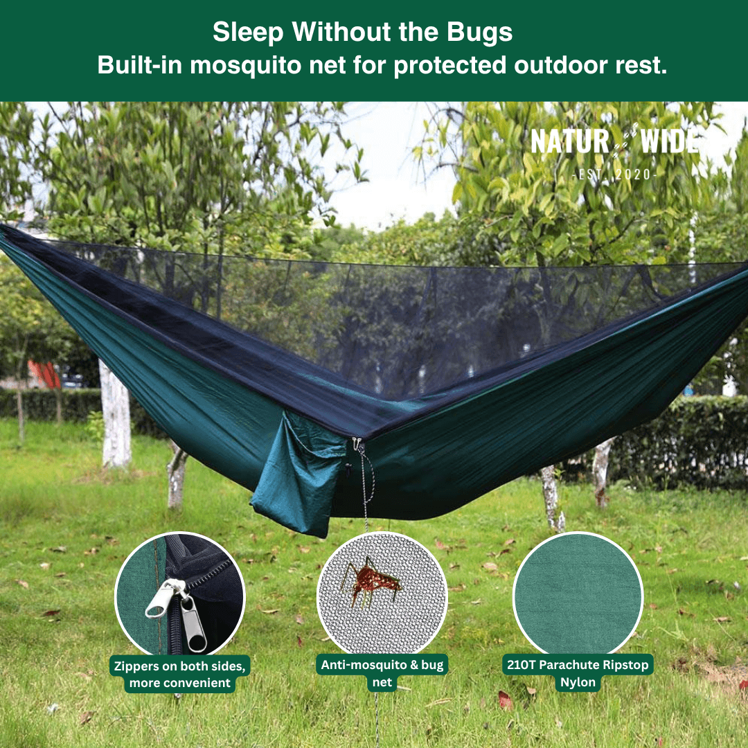 Camping Hammock with Mosquito Net, Rain Fly Tarp & Carry Bag