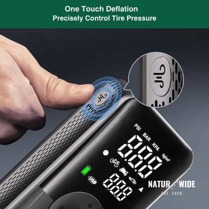 Cordless Tire Inflator – Portable Digital Air Pump & Power Bank