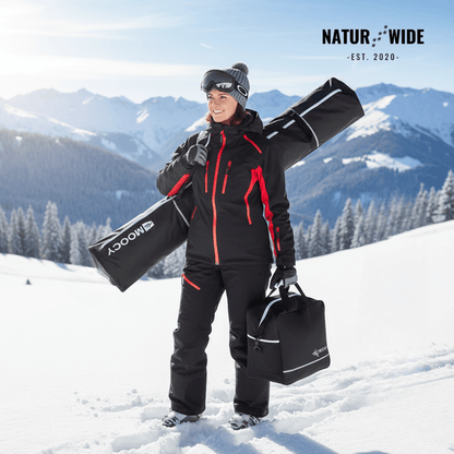 2-Piece Ski Bag Set – Ski Carrier &amp; Boot Bag Combo (Adjustable up to 80")